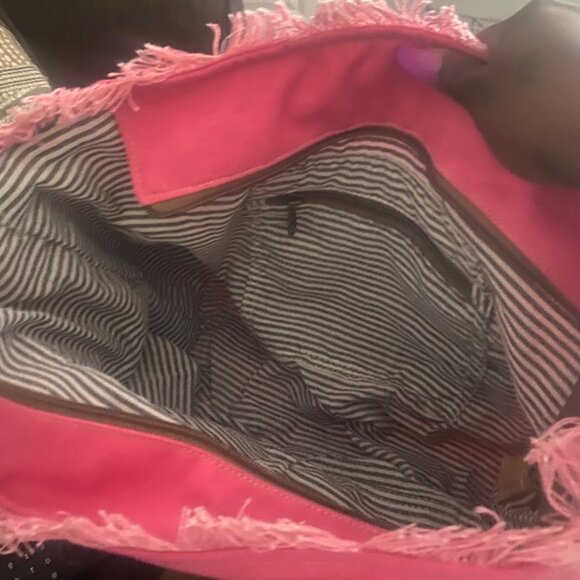 Neiman Marcus LE CAFE DE LA PLACE PROVENCE Canvas Leather Tote Bag - Picture 6 of 7